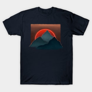 Red sun blue mountains T-Shirt